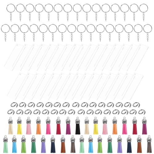 124 Piezas Rectángulos Acrílicos Llavero Kit, Llaveros Acrílicos...