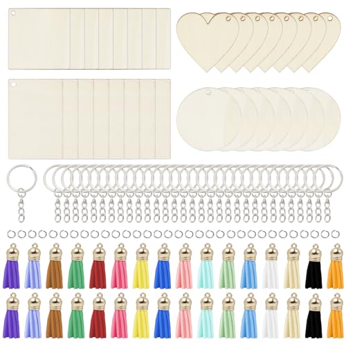 Rebanky 128 Piezas Llaveros para Personalizar, Rebanadas de Madera Natural...