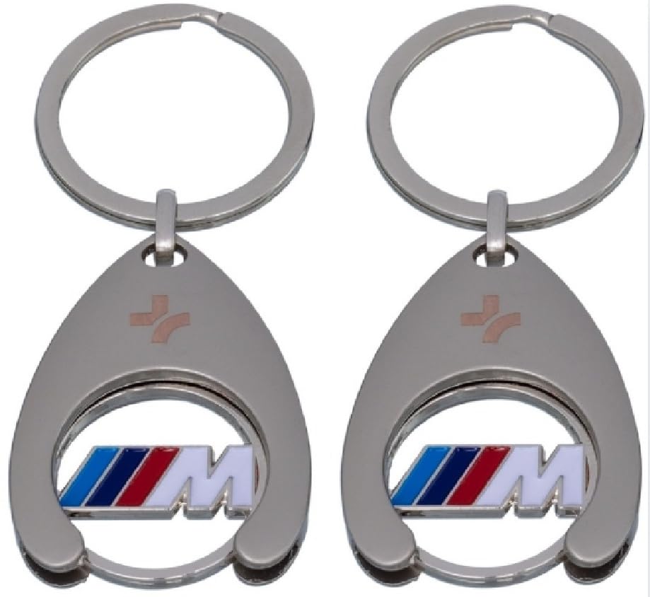 BMW 2 llaveros M Perfomance Motorsport con chip para carro de la compra, plata,...