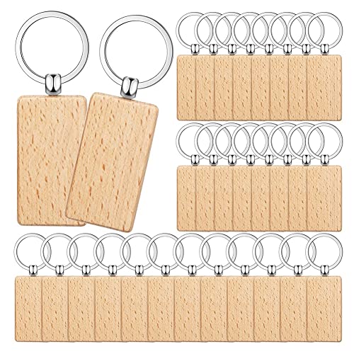 Dasing 50 Piezas de Etiquetas de Madera en para Llaves, Llaveros de Madera Sin...