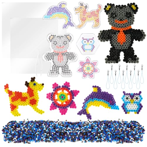 AUAUY Cuentas para Planchar, 4000PCS Cuentas y Abalorios Hama Beads, 5mm Kit de...