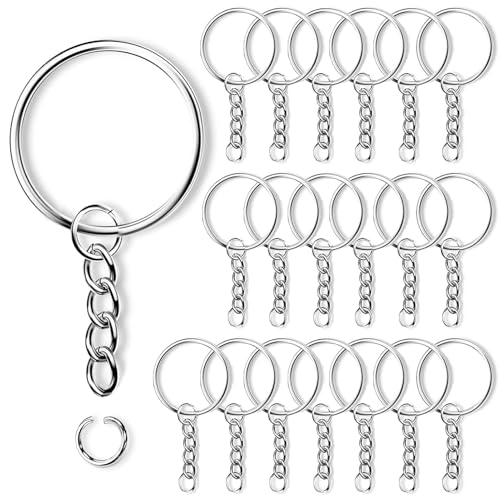 20 Piezas PlataLlavero de Metal con Anillas de Cadena de eslabones, 25 mm de...
