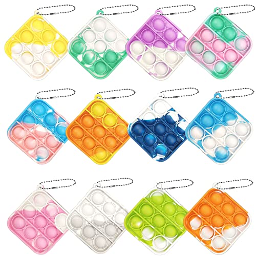 Steemjoey 12 Piezas Mini Llavero de Silicona Juguetes, Mini Pop Rainbow Sensory...
