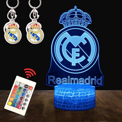 Pack Lámpara 3D escudo madrid + 2 llaveros de REGALO del madrid con pelota |...