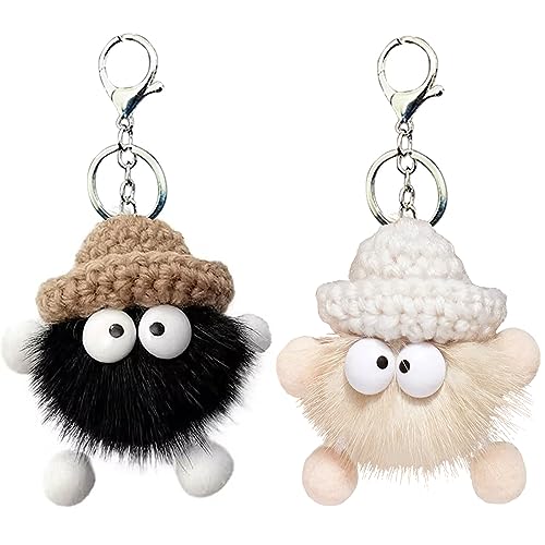 Bogoro 2 Pcs Llaveros Pompones, Llavero con bonito peluche suave, Llavero para...