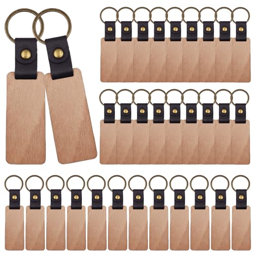 Llaveros de Madera en Blanco Delamiya 30, para Manualidades, Etiquetables,...