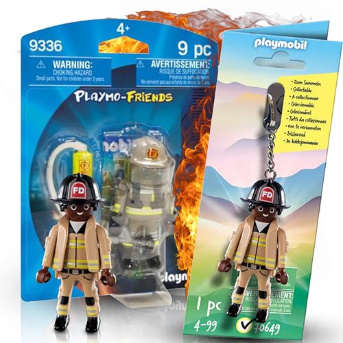 PLAYMOBIL 70649 Llavero Bombero 9336 Bombero: Acción para viajes y aventuras...