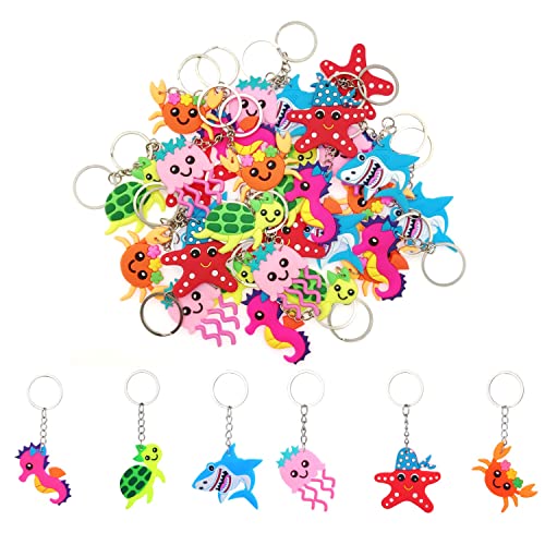 JZK Juego de 30 llaveros de vida marina para niños, llaveros de silicona para...
