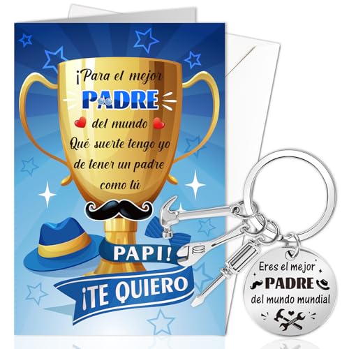 DPKOW Papa Regalo Dia del Padre Original, Tarjeta Día del Padre Llavero Papá...