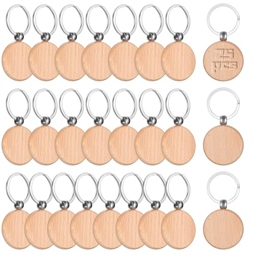 DAJMAIEZ 25 Piezas Llaveros de Madera en Blanco Personalizada, Llaveros de...
