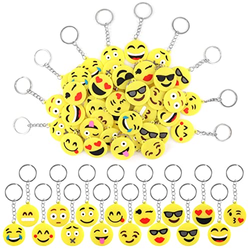 Annhao 60 Piezas Mini Niños Llavero Emoticonos Decoración Llaveros, para...