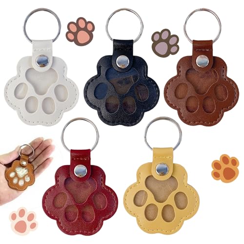 5 Llaveros De Cuero con Forma De Pata De Perro Y Gato, Llavero Pelo Perro...