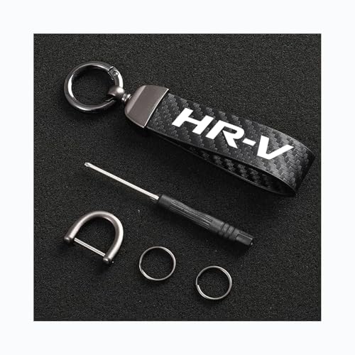 Genérico Coche Llaveros para Honda HR-V Fibra De Carbono Cuero con el Anillo...