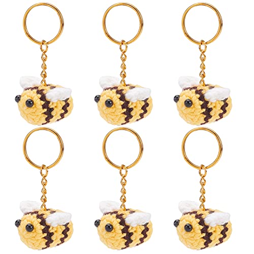 NBEADS 6 llaveros de abeja de ganchillo, llavero de abejorro 3D, llavero lindo...