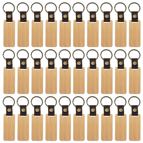 Llavero De Madera,30 Piezas 6.5 * 2.8cm Llavero De Madera Personalizado,Llaveros...