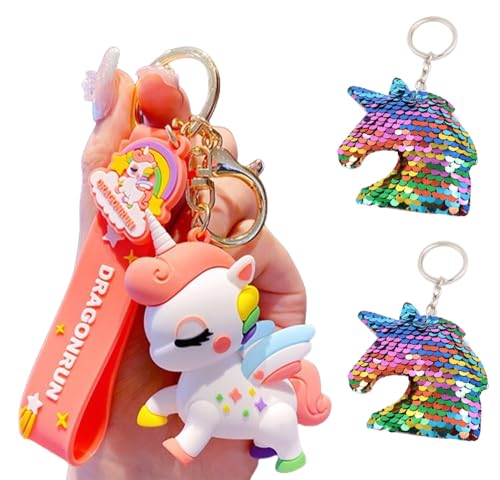 Guidre 3pcs Schlüsselanhänger Unicorn Schlüsselanhänger Anhänger,Niedlicher...