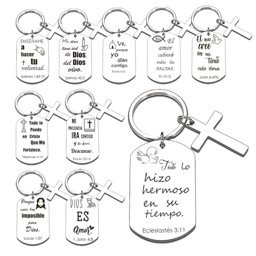 1step2dream Juego de llaveros cristianos españoles a granel, paquete de 10...