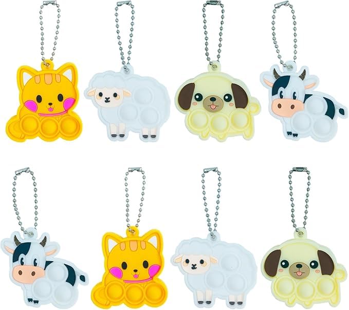 Cuackamily 8 Peizas Pop Fidget it Toys, Silicona Mini Juguetes Animales Llavero,...
