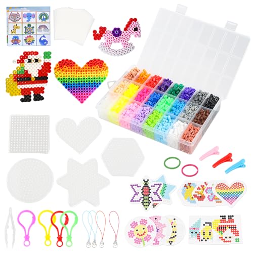 Focenat 6300 Piezas Cuentas para Planchar, 24 Colores, Set de Cuentas de Fusible...