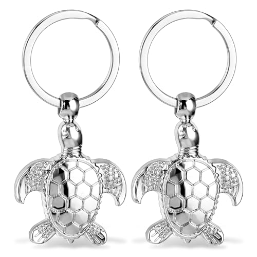 GEEHUA 2 piezas de llavero de tortuga marina - colgante de mochila de metal,...
