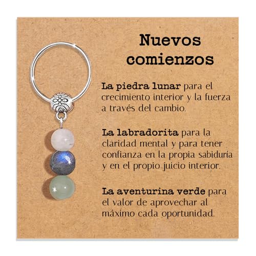 Bramart Llavero Personalizado con Cristales Naturales, Idea de Regalo Nuevos...