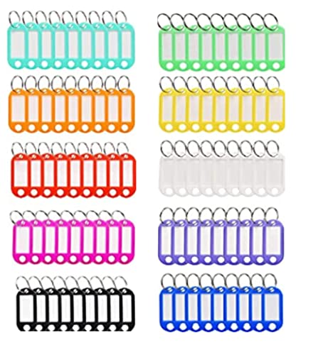 Paquete de 100 Llavero etiquetar , etiqueta para llavesen plástico de colores...