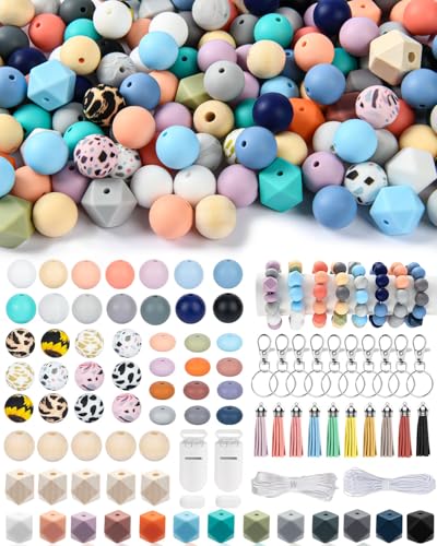 248 cuentas de silicona de 15 mm para hacer llaveros, grandes cuentas de...