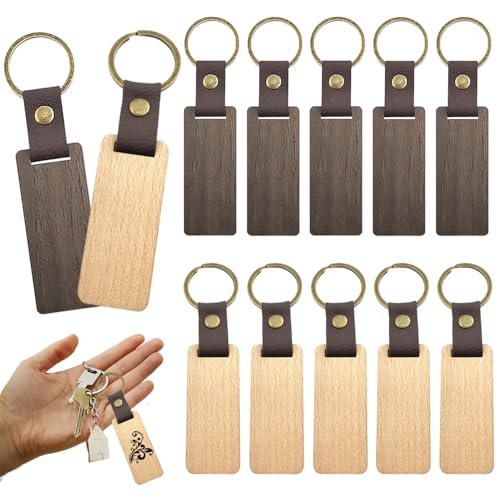 Anyasen 12 Piezas Llavero de Madera, Llaveros Madera para Grabar, Llavero...