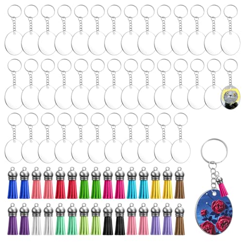UOCAI 120 llaveros de acrílico, acrílico transparente con círculo, juego con...