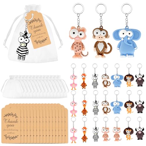 24Pcs Llaveros para Niños Juegos de Baby Shower 8 Estilos Llavero Dibujos...