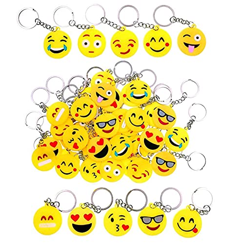 40 Piezas Mini Llavero Emoji de Cara Redonda, Llavero con Forma de Emoji,...