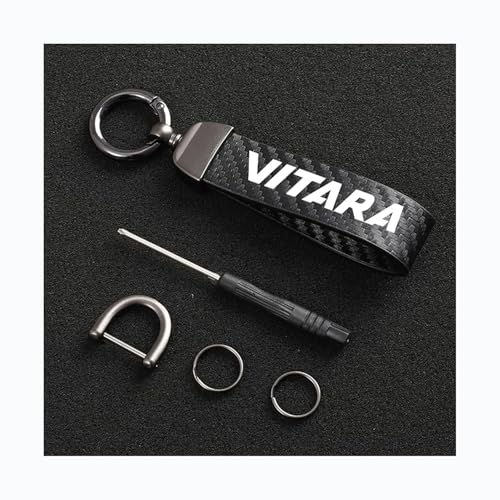 Genérico Coche Llaveros para Suzuki Vitara Fibra De Carbono Cuero con el Anillo...