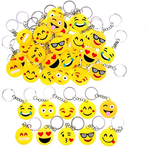 LATERN 100 Piezas Llaveros Emoji, 10 Patrón Emoji Mini Llavero Emoticon Llavero...