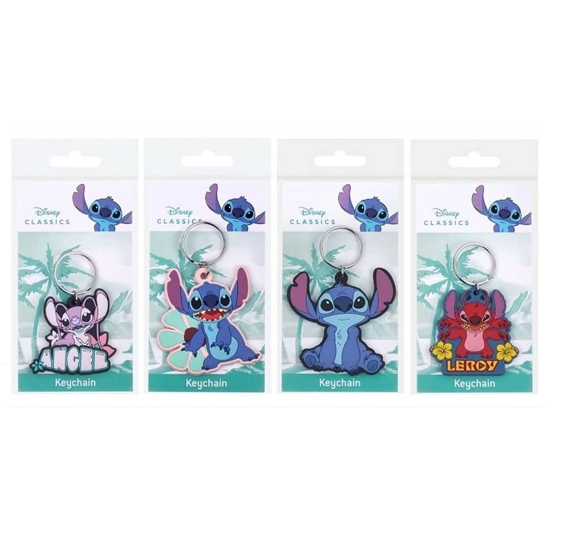 Disney Cuatro llaveros surtidos 2D Lilo & Stitch PVC – 8 x 8 cm, multicolor, 8...