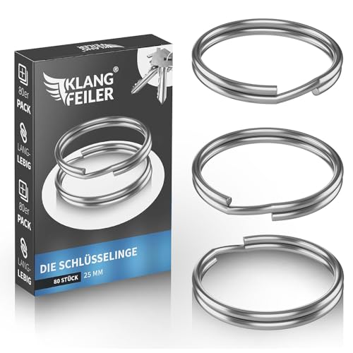 Klangfeiler® 80 Anillas para Llavero - 25mm - Anillo para llaves - Aarandelas...