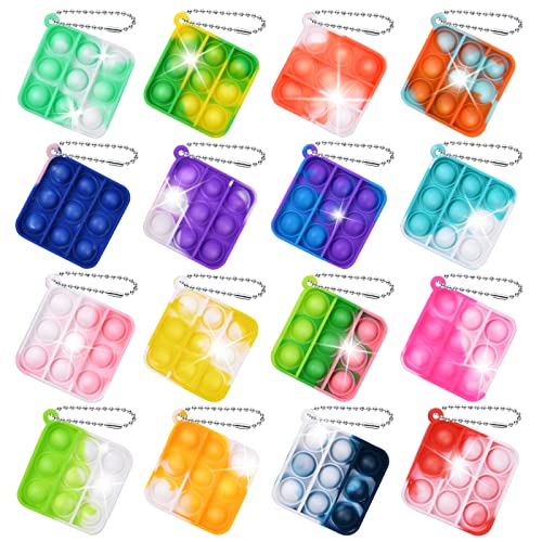 Ainiv Pop Fidget It Toy, 16Pcs Silicona Fidget Juguete Llavero, Colorido Squeeze...