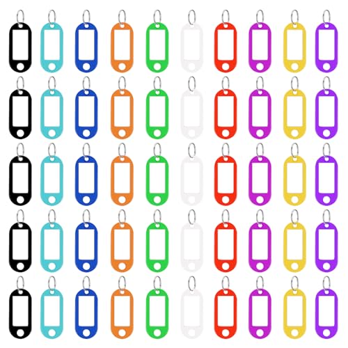 50 Llaveros de Plástico, Llaveros Plastico con Etiqueta, Llaveros Plastico con...