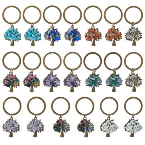 SUPERFINDINGS 20 llaveros de 10 colores con forma de árbol con colgante de...