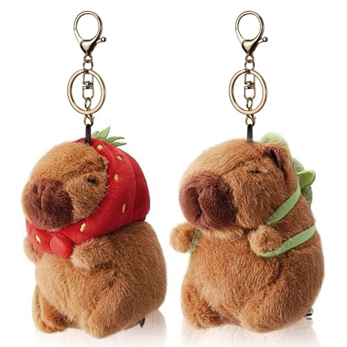 Mezrkuwr 2 llaveros de peluche Capybara, juguetes realistas de peluche Capybara,...