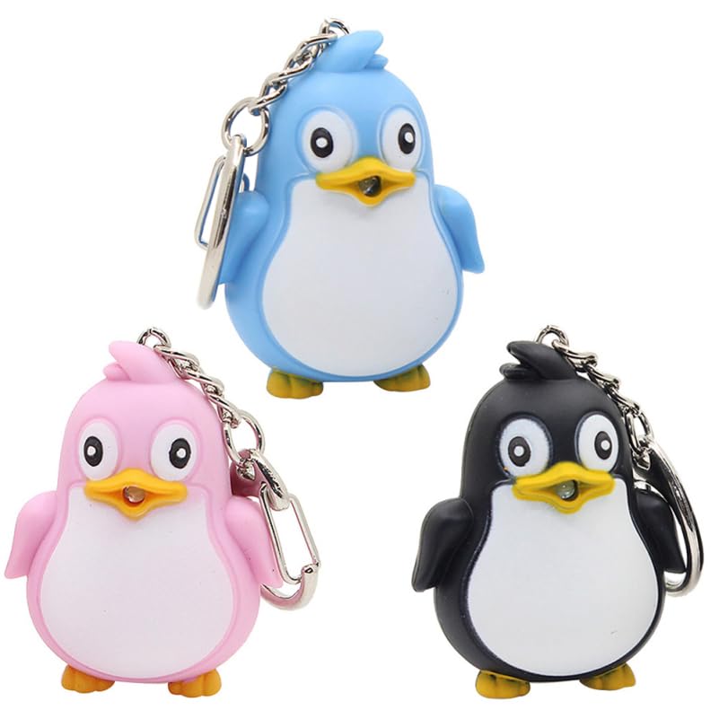 TOYANDONA 3 Piezas Pingüino Llaveros Linterna Llavero con Sonido Llavero Bolsa...