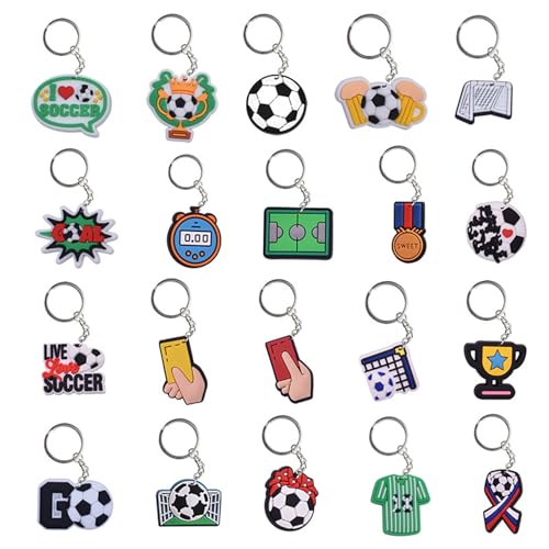 20 Llaveros de fútbol, llaveros para ventilador de deporte, para niños,...