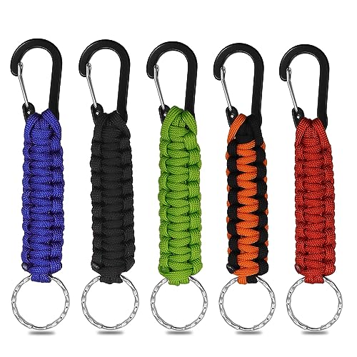 YDHfdc 5 Piezas Paracord Llaveros con Mosquetón Clip de Gancho de Anillo de...