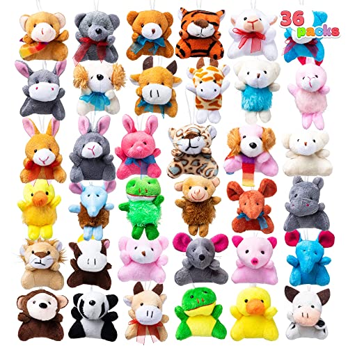 JOYIN 36 mini juguetes de peluche de animales surtidos (7.6cm cada uno), regalos...