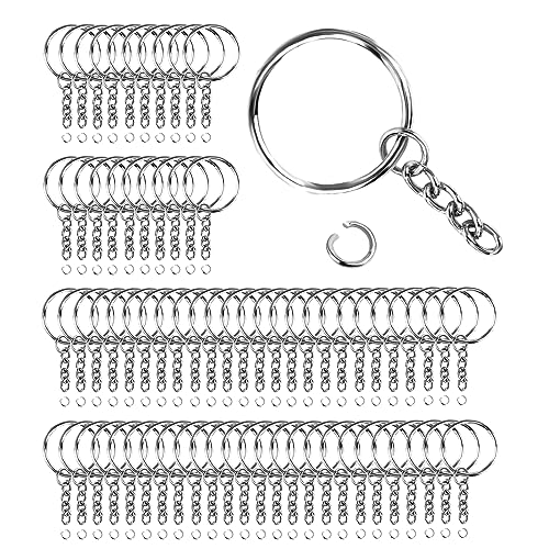 70 piezas de llaveros de 25 mm con cadena, anillo partido, juego de...