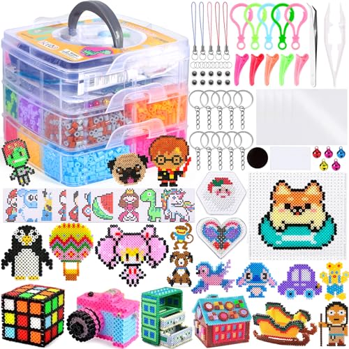 NLMWTI Cuentas para Planchar, 11500 Pcs Plásticos Beads Kit Completo con Papel...